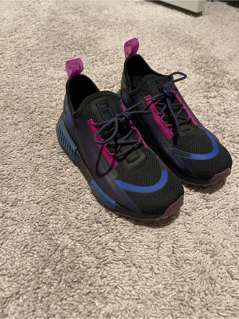 adidas Women's Black Blue Purple Athletic Shoes NMD_R1 Spectoo